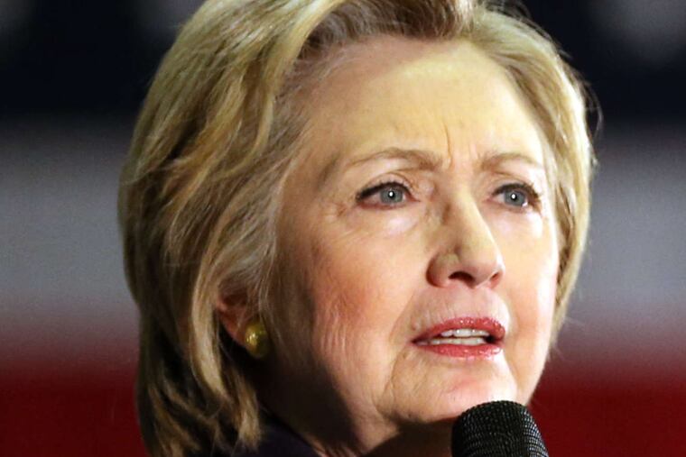 Hillary Clinton in Blackwood on May 11. DAVID MAIALETTI / Staff Photographer