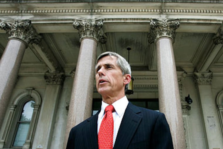 Independent candidate for New Jersey Governor Chris Daggett speaks to a gathering on the steps of the New Jersey Statehouse in Trenton. It's been a rapid climb for the understated Daggett, a 59-year-old former environmental protection commissioner, who, has morphed into a force to be reckoned with, pulling votes from the major-party candidates in a tightening race. (AP Photo / Mel Evans, file)