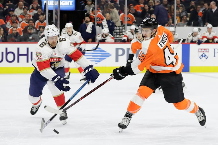 Morgan Frost, the consensus top prospect in the Flyers system, had two goals in 20 games in his first season.