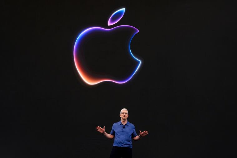 Apple CEO Tim Cook speaks during an announcement of new products on the Apple campus in Cupertino, Calif.