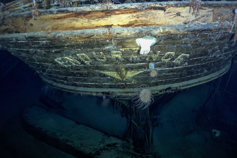 A view of the stern of the wreck of Endurance, polar explorer's Ernest Shackleton's ship, which sank in November 1915.