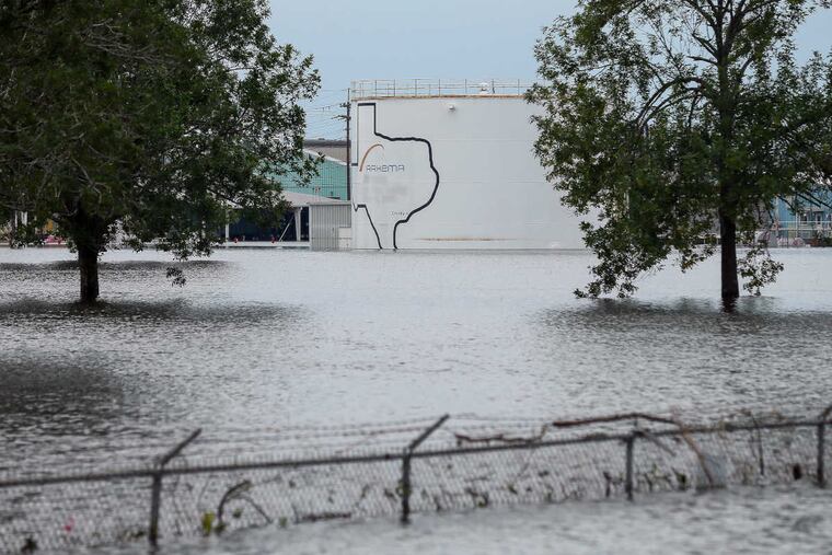 The Arkema chemical plant is flooded from Tropical Storm Harvey in Crosby, Texas.