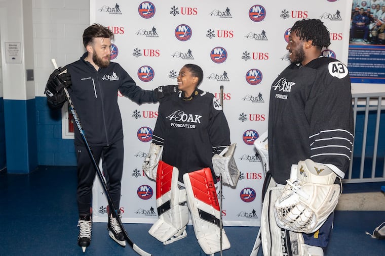 June 15, 2021: The New York Islanders, UBS and the 43 Oak Foundation host a youth clinic with alumnus Arron Asham on June 15, 2021 at the Northwell Health Ice Center.