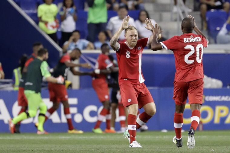 Scott Arfield (8) scored one of the goals in Canada’s 4-2 win over French Guiana on the opening night of the CONCACAF Gold Cup.