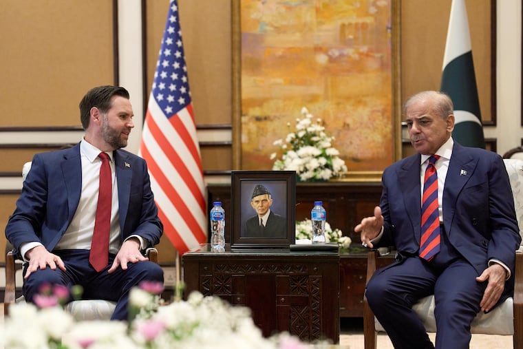 Vice President JD Vance meets with Pakistan's Prime Minister Shehbaz Sharif in Islamabad on April 11 for talks about Iran.