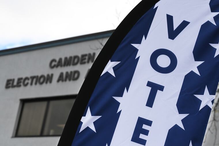 A sign at the Camden County Elections and Archive Center in Blackwood, one of the county sites offering early in-person voting, last week.