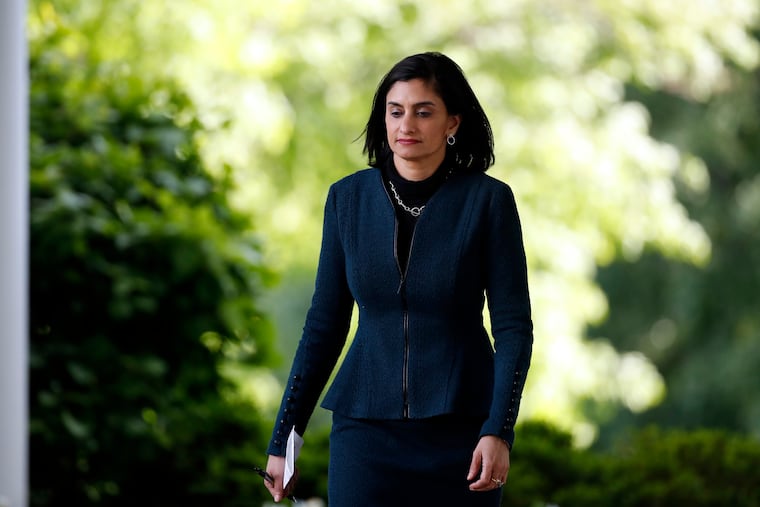Seema Verma, administrator of the Centers for Medicare and Medicaid Services, walks to the Rose Garden to attend a briefing with President Donald Trump about the coronavirus in the Rose Garden of the White House.