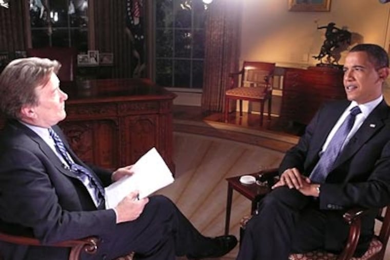A relaxed President Obama takes questions from "60 Minutes" correspondent Steve Croft. (AP)