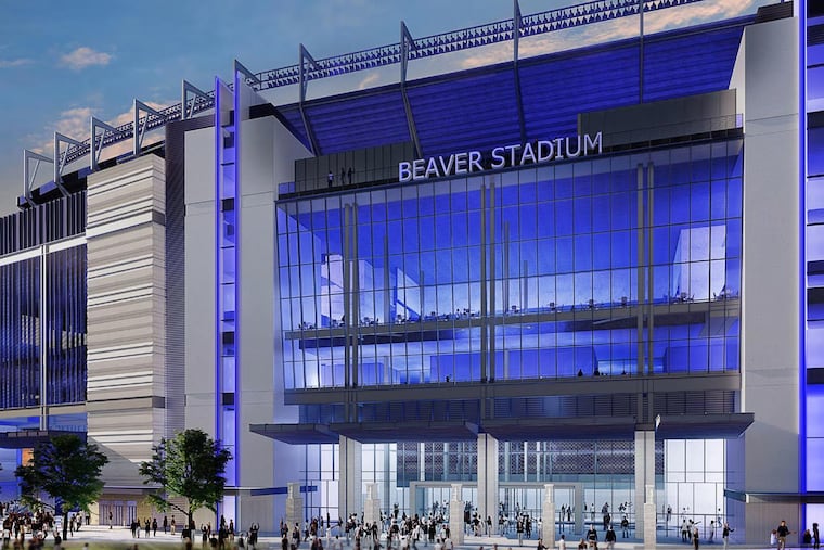 An artist's rendering of one of the entrances to Penn State's Beaver Stadium after a proposed renovation that will be completed over the course of the next three football off-seasons.
