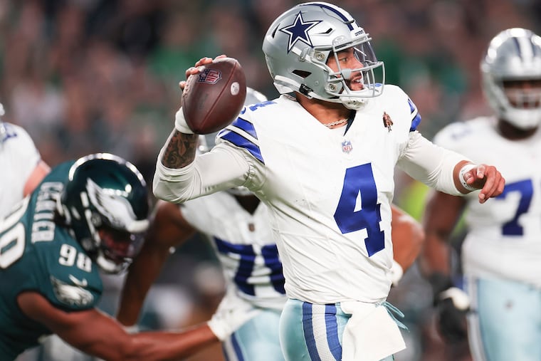 Dak Prescott passes during a game against the Eagles at Lincoln Financial Field last November.