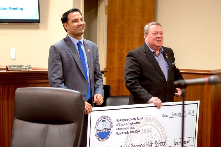 Freeholder Director Tom Pullion (right) and Deputy Director Balvir Singh (left). After 42 years of having little clout, the Democrats have seized control of Burlington County’s governing board and have begun to make their imprint, including taking a stand on the controversial natural gas pipeline through the Pinelands.