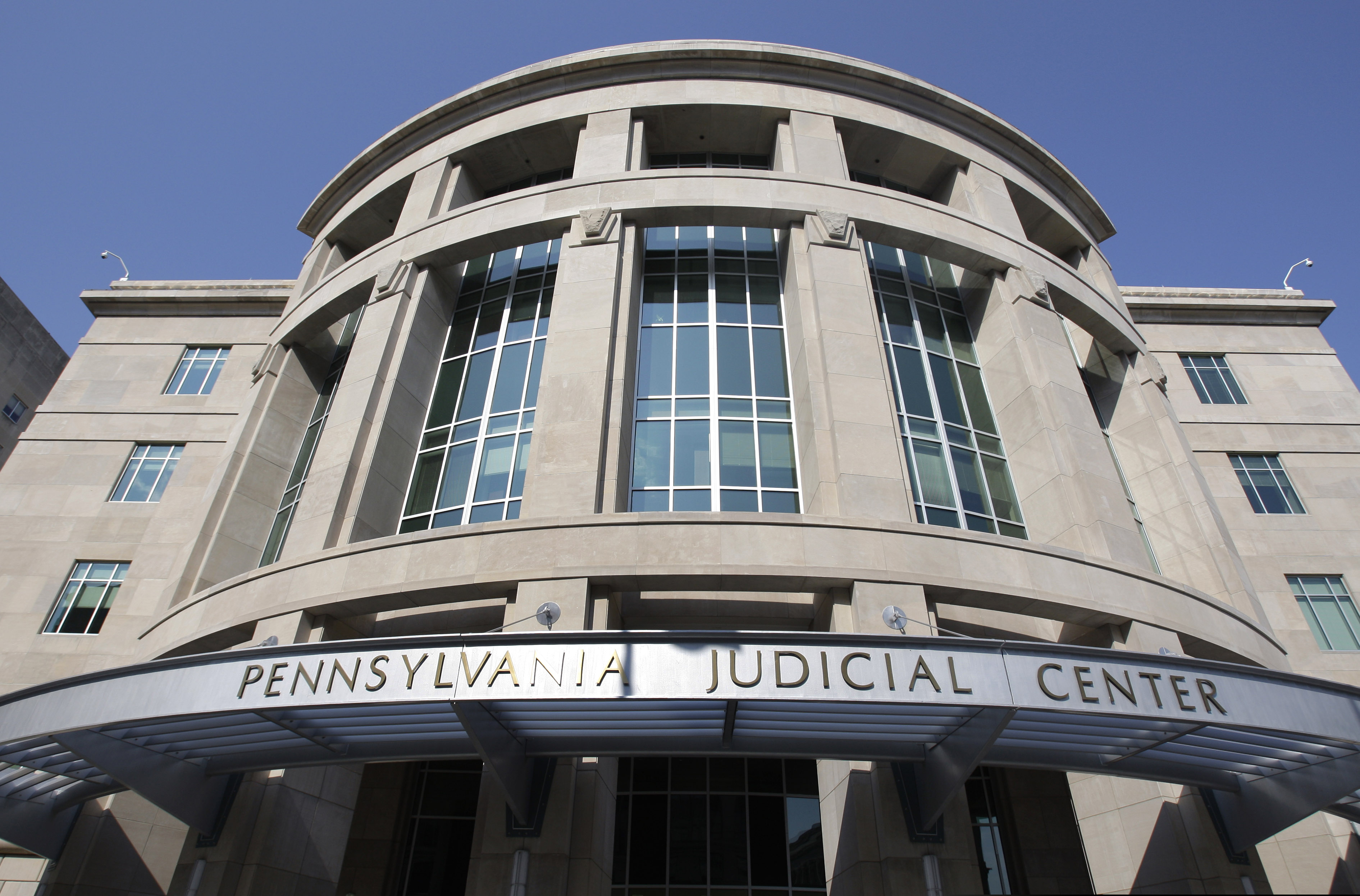 This July 27, 2009, file photo shows the Pennsylvania Judicial Center shortly after its completion in Harrisburg, Pa.