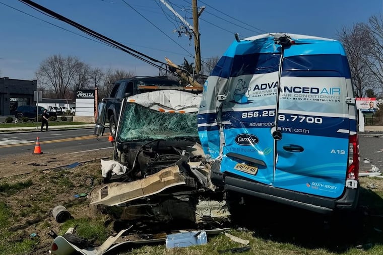 Crash scene in the area of Delsea Drive and Salina Road in Washington Township, Gloucester County, on Monday.
