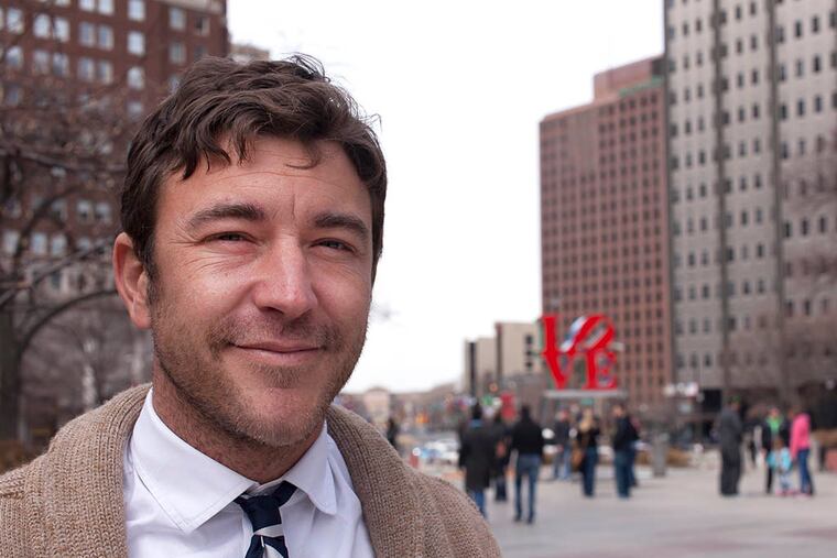 Jeff Hobbs visiting Philadelphia's Love Park on Mar. 13, 2015. ( Chanda Jones / Staff Photographer )
