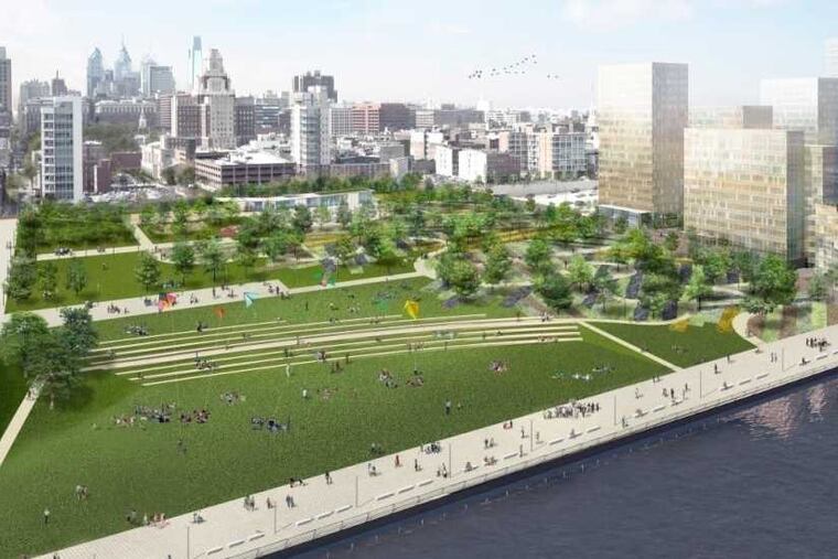 Artist rendering of the new Penn's Landing park planned for I-95.