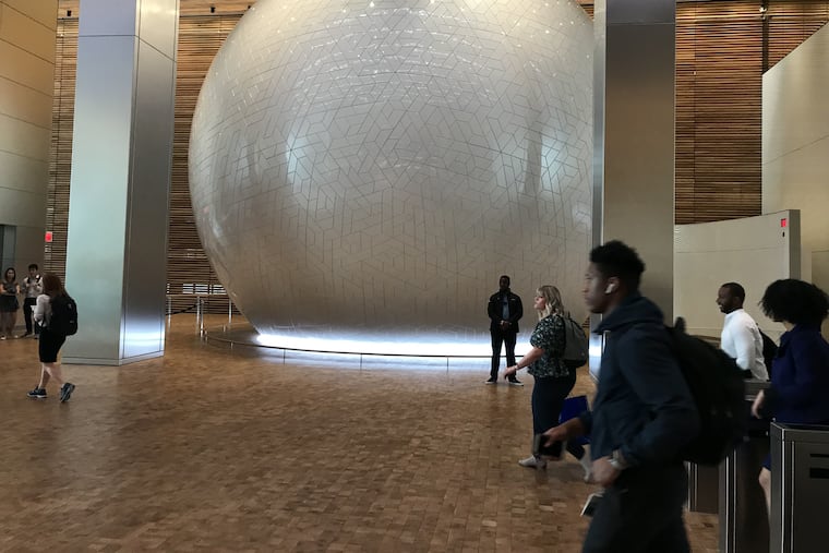 The mysterious Comcast "sphere" in the lobby of the new Comcast Technology Center is now open to the public.