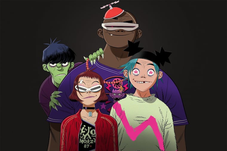 Damon Albarn brings Gorillaz, with a 14-piece band and animated art work by Jamie Hewlett, to the Met Philly on Friday and Saturday.