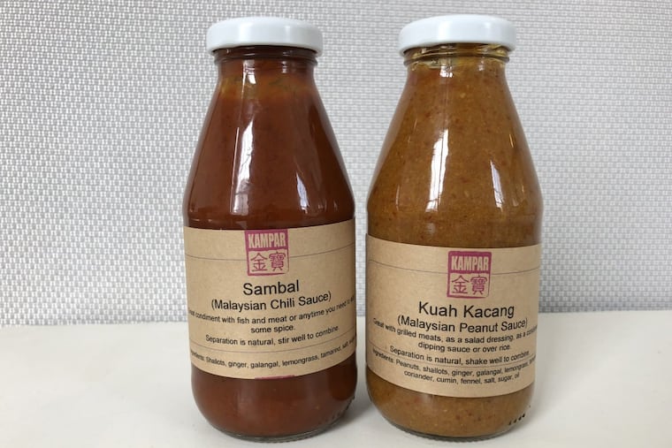 Malaysian chili sauce and peanut sauces from Saté Kampar in South Philadelphia.