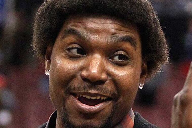 Andrew Bynum after the Sixers' game against the Lakers. (Ron Cortes/Staff Photographer)