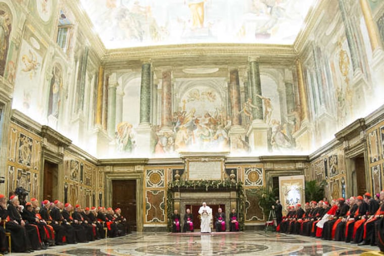Pope Francis urged the prelates of the Vatican Curia, sitting before him, to use the Christmas season to repent and atone and make the church a healthier, holier place.