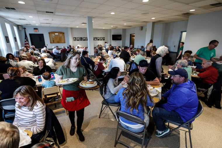 Columbia Fire Co. in Roseto, Pa., serves up seafood for lent on Friday, March 15, 2024.