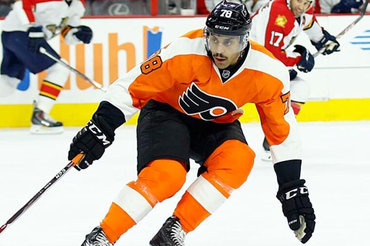 Pierre-Edouard Bellemare skates against the Florida Panthers. (Yong Kim/Staff Photographer)