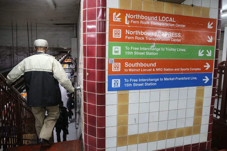 Signage at the Broad Street Line's City Hall station. SEPTA is in the beginning phases of a wayfinding project that could result in a true rebrand for the transit agency.