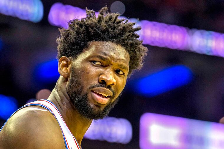 Philadelphia 76ers Joel Embiid in action during the Sixers preseason game against the Orlando Magic, Monday, Oct. 1, 2018.