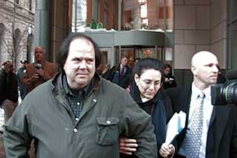 The parents of Jocelyn Kirsch leave the Criminal Justice Center with their daughter's lawyer James Funt.