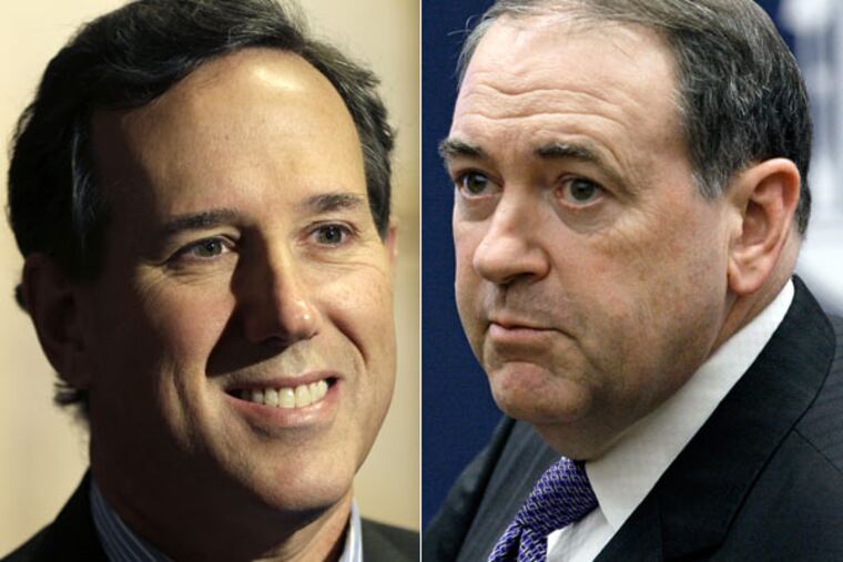 Rick Santorum (left) and Mike Huckabee.