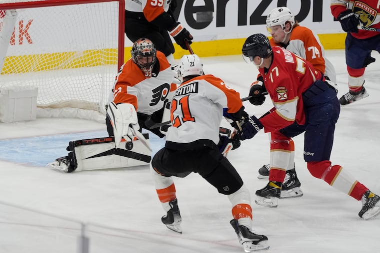 Flyers goaltender Samuel Ersson kept the Flyers in it with 10 first-period saves.