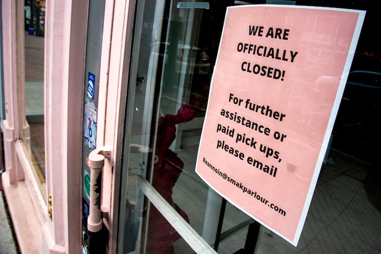 Sign on the front door of Smak Parlour in the 200 block of Market Street. It permanently shut down in November.