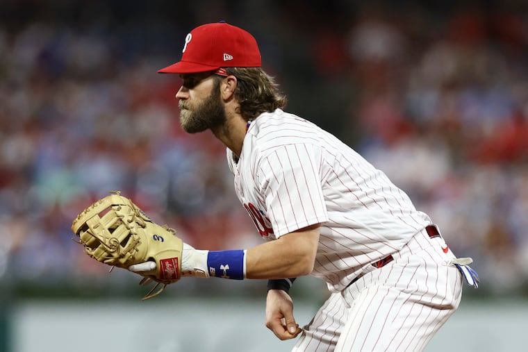 Going into Monday, Bryce Harper hasn’t started at first on consecutive days since Aug. 9-10.