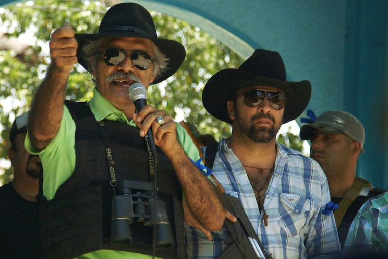"El Doctor" Jose Mireles (speaking) leads the Autodefensas citizen uprising against the violent Knights Templar drug cartel.