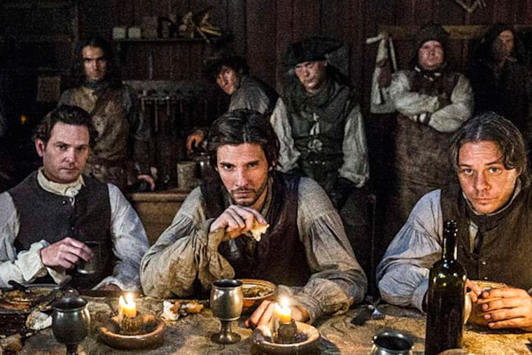 The three-part "Sons of Liberty" mini-series includes (from left) John Adams (Henry Thomas), Sam Adams (Ben Barnes), and Paul Revere (Michael Raymond-James).