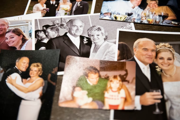 An assortment of Janelle Kilinski's Longshore family photos seen in Mount Laurel, New Jersey, Wednesday, November 13, 2019. In 2004 George Longshore was killed in Washington, DC outside of a friend's wedding reception, the case is still unsolved.
