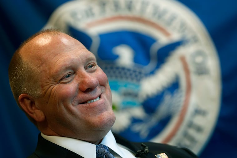 FILE - In this April 26, 2018 file photo, U.S. Immigration and Customs Enforcement acting director Thomas Homan poses for a portrait in East Point, Ga. President Donald Trump says he’s planning to name former acting director of Immigration and Customs Enforcement, Tom Homan, as a border czar who’ll report directly to him. Trump tells “Fox & Friends” that Homan will “probably” work from the White House, but will spend a lot of time on the U.S.-Mexico border.
