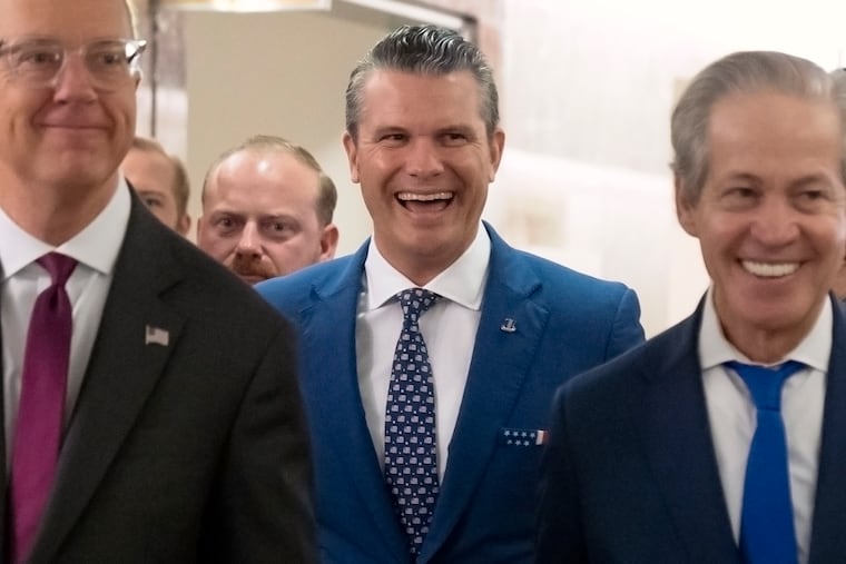 Pete Hegseth, President-elect Donald Trump's choice to be defense secretary, arrives for a meeting with Sen. Susan Collins, R-Maine, on Capitol Hill on Wednesday, Dec. 11, 2024.