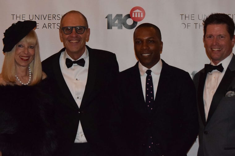 Brian Effron and his wife, Sherry ; David Yager, president of the University of the Arts; Broadway star Leslie Odom Jr.; and Jeff Hammond at the University of the Arts 140th Anniversary Gala at the Hyatt at the Bellevue.