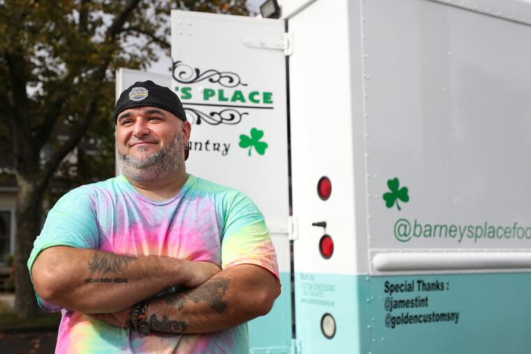 Barney Corrigan poses for a portrait outside of his Westville, NJ home on Saturday, Sept. 26, 2020. Corrigan wanted to do something to feed people during COVID, so in March he stuck a pantry in front of his home with a sign asking for people to donate. Eventually he opened his garage after donations came pouring in.