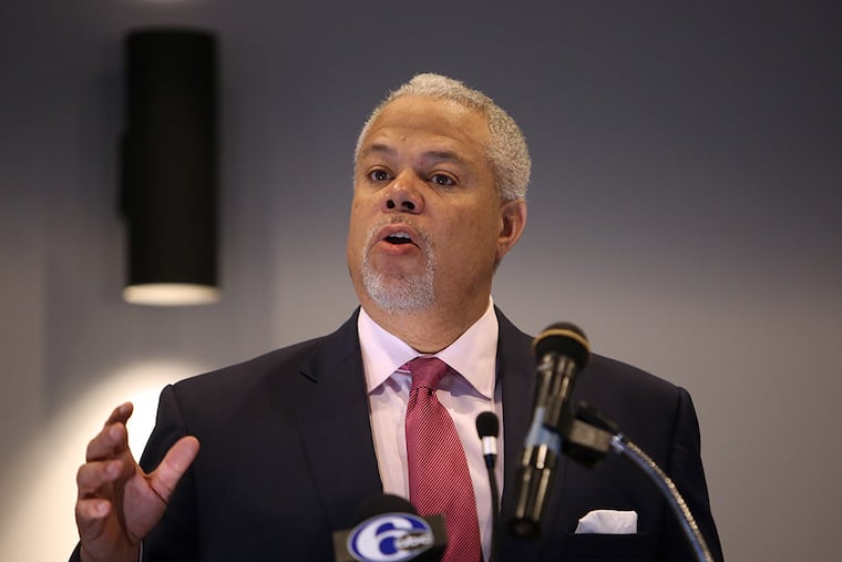 Anthony Hardy Williams speaks after receiving an endorsement from Laborer's Local 332 at Laborer's Local 332 headquarters in Philadelphia on Thursday, April 2, 2015. ( STEPHANIE AARONSON / Staff Photographer )