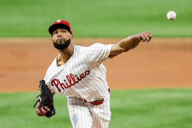 Phillies pitcher Cristopher Sánchez throws against the Rays during the first inning at Citizens Bank Park on Monday.