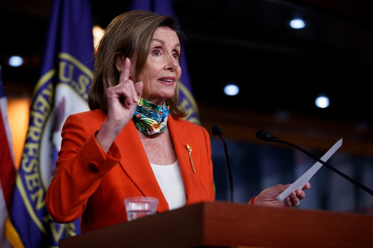 House Speaker Nancy Pelosi of Calif., speaks at a news conference on Capitol Hill.