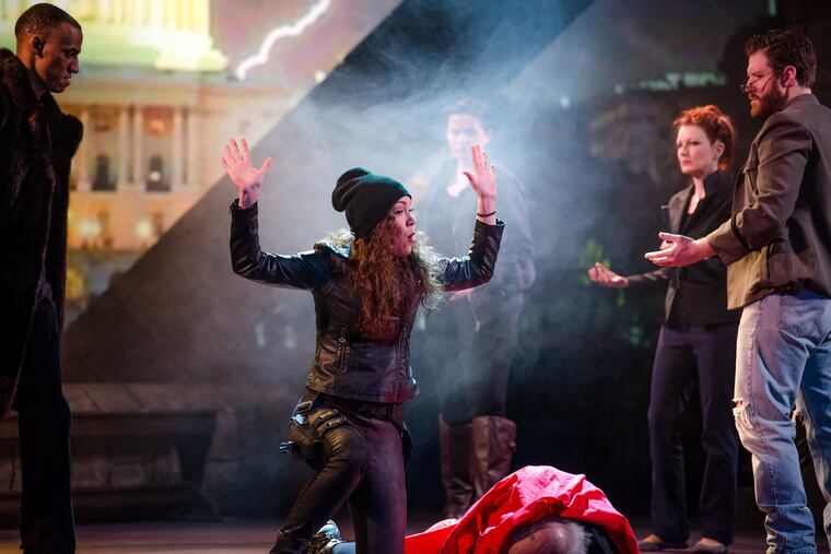 Jennie Eisenhower as Marc Antony, and cast of "Julius Caesar," through Feb. 24 at Media Theatre Company.