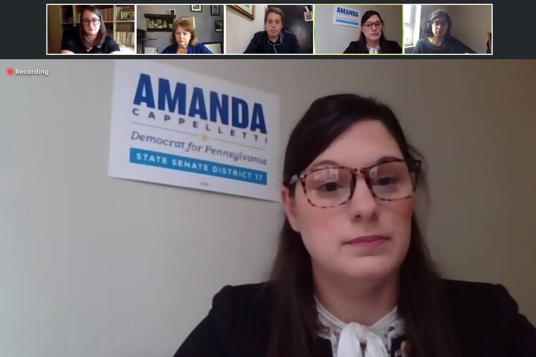 Amanda Cappelletti during the Zoom endorsement meeting with The Inquirer's Editorial Board.