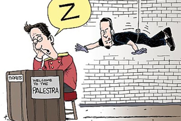 Sneaking into sports events and concerts is a Philadelphia tradition to some. (Illustration: Rob Tornoe)