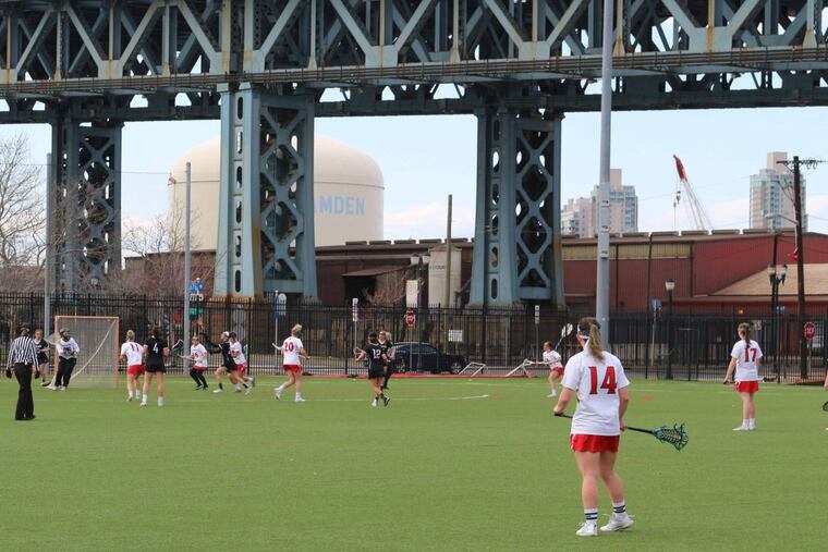 The Rutgers-Camden Women’s lacross team plays Manhantville College at the Community Park on the campus of Rutgers-Camden.