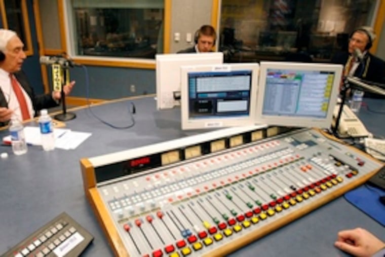Democratic U.S. Sen. Frank Lautenberg (left) and his Republican challenger Dick Zimmer (right) participate in a debate moderated by Eric Scott on New Jersey radio 101.5 FM.