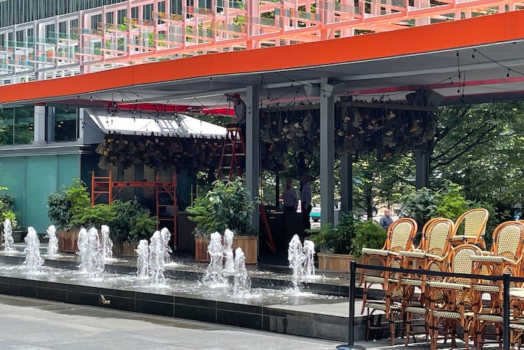 Cafe Click is a work in progress on the plaza outside of the Comcast Center at 1701 JFK Blvd. on June 13, 2022.
