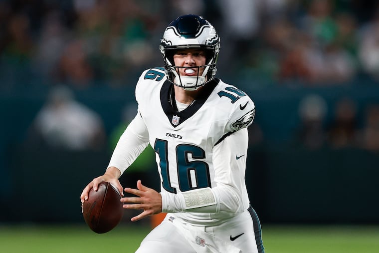 Tanner McKee will start at quarterback for the Eagles on Sunday against the Commanders.